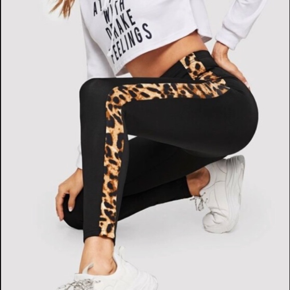 Black And Leopard High Waisted Leggings